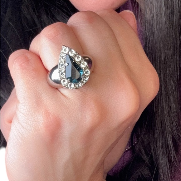 Saint Laurent Jewelry - Saint Laurent Silver Ring Teardrop Blue Stone Size 7